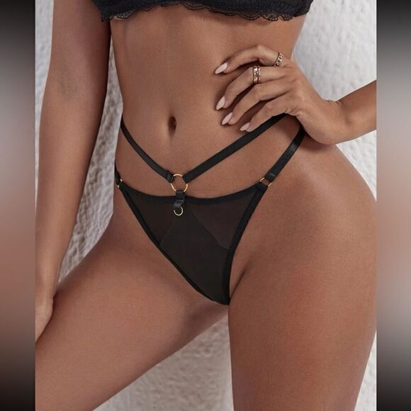 Sexy Strappy Mesh Ring Linked G String (SIZE XS) - Picture 1 of 4